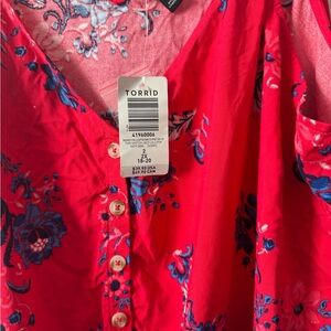 Torrid Red Floral Button-Down Top